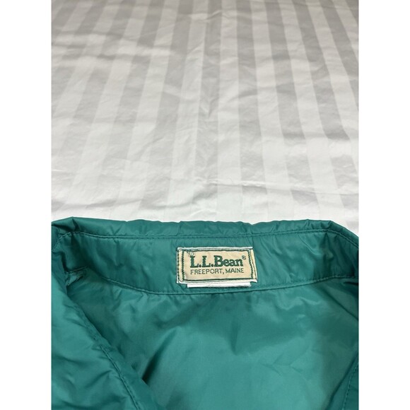 VTG LL Bean Collared Pullover Windbreaker Jacket Size Medium Green 1/2 Button - Picture 5 of 9
